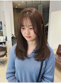 レイヤーカット・顔まわりカット・ハッシュレイヤー・ブラウン