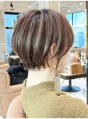 ショートボブ髪型30代40代50代前髪あり前髪無し面長丸顔【西村ss
