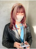 デザインカラーピンクパープルベージュインナーカラーウルフ