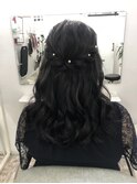 サイドおろしハーフアップ