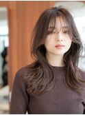 20代30代大人かわいい/レイヤーロング/グレーベージュ/前髪/小顔