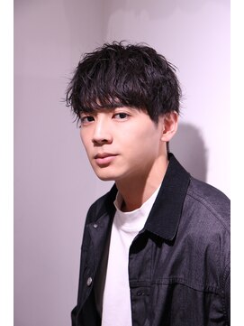 ネイビー(NAVY) 無造作刈り上げマッシュ