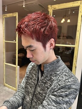 アンユヘアー 与野駅前店(unu.hair) メンズヘア/ブリーチなし/レッドカラー/スパイキーショート