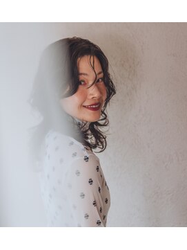 ヘックヘアー(hec hair) ミディアムウルフ×ウェットスタイリング