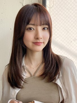 エトラ 渋谷店(etora) 小顔 前髪 ミディアムレイヤーカット ダークアッシュ "