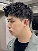 刈り上げアップバングスパイキーショートパーマスパイラルパーマ
