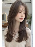 ハッシュカットシースルーバングフレンチバングレイヤーカット