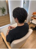 ナチュラルセンターパート×ニュアンスパーマ