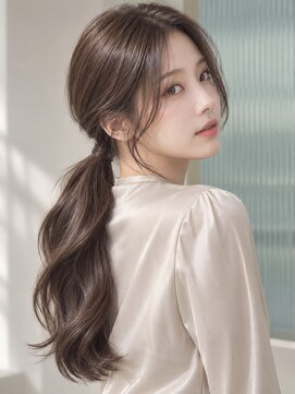 モト 船橋(moto) 韓国アイドル艶髪ハイポニー顔周り後れ毛ダークブラウン船橋