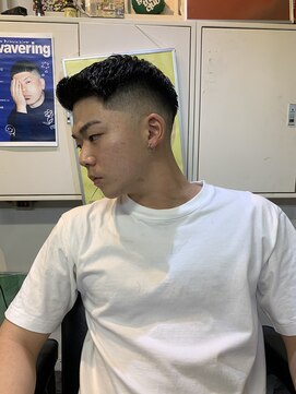 メリケンバーバーショップ フクオカ(MERICAN BARBERSHOP FUK) べリーショートダークアッシュニュアンスパーマ韓国マッシュ