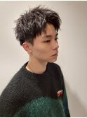 スパイキーショートスペインカールブルーブラックツーブロック1