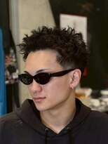 ビンゴ(BINGO) 2515黒髪アッシュブラックアップバングツイストスパイラルパーマ