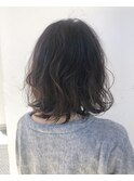 グラデーションボブ_グレーベージュ前髪パーマ