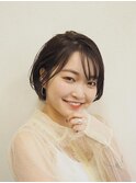 丸顔さんにおすすめキャラメルベージュボブ