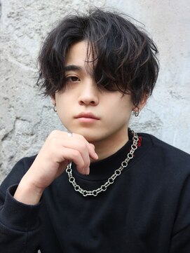 ネイビー(NAVY) ニュアンス束感 センターパート 柔らか質感