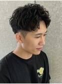 スパイキーショートツイストスパイラルパーマメンズショート眉毛