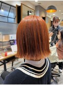 オレンジカラー × 切りっぱなしボブ