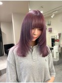 8229ラベンダーパープルハイトーンダブルカラーレイヤーカット