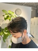 フェザーパーマブルーブラックマッシュツーブロック5/17