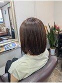 ショートボブ 透明感カラー オレンジベージュ
