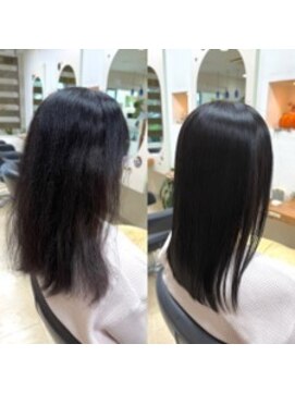 PIECE　髪質改善　八千代中央 艶髪ストレート（ビフォーアフター）