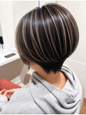 コントラスト白髪ぼかしハイライト