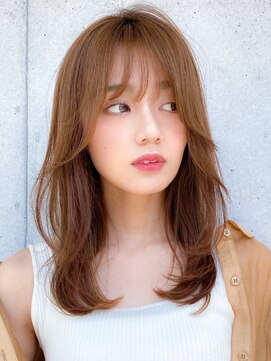 アグノス 青山(Agnos) ★薄めバング小顔レイヤーカットフリンジウェーブココアブラウン