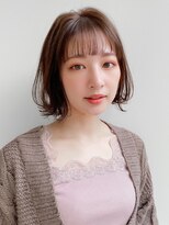 小顔前髪Aラインボブイヤリングカラーかきあげマロンベージュ♪