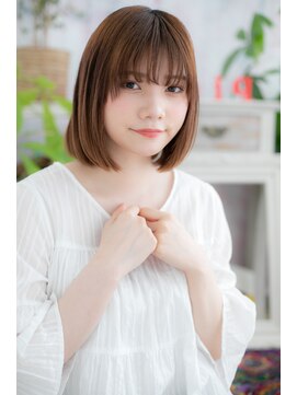 ミック 日暮里店(miq) シースルー前髪★キャラメルベージュ前下がりボブb1