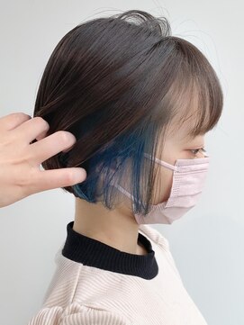 リンダバイネオリーブ 白楽店(Linda by neolive) 切りっぱなしボブ寒色インナーカラー【Reina】