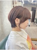 パールピンク×丸みショート
