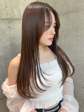 ロンドメリア 天神大名店(Lond Melia) ★くびレイヤーエモージュインナーグレージュ前髪ピンクベージュ