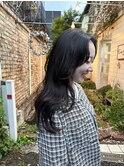 韓国風レイヤーカット/長め前髪/センター分け前髪/表参道