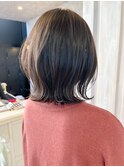 福山人気透明感ブリーチなしグレージュ外ハネくびれ巻き韓国風夏
