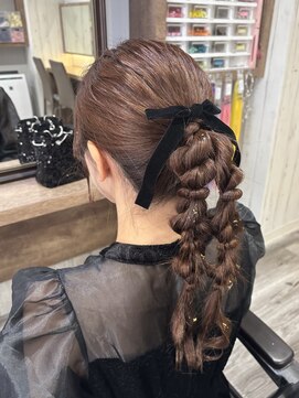 ヘアセット アリエス 新宿駅前店(aries) 編みおろしポニーテール