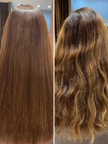 クララ カシハラ(CLALA Kashihara)&nbsp;【ビフォーアフター】髪質改善/ストレートヘア/オレンジブラウン