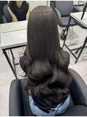 韓国 くびれロング レイヤー ワンホンヘア 小顔前髪
