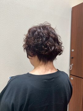 アクセ レイヤーパーマウェーブショート*ココアブラウン*40代