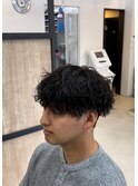 大分メンズ刈り上げマッシュ波巻きスパイラルパーマ