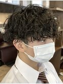大分刈り上げツーブロックマッシュツイストスパイラルパーマ強め