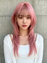 エイチ ウルフカット 大阪梅田(811)&nbsp;レイヤーボブヘアカラーバレイヤージュ50代くるみちゃんヘア