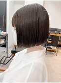 小顔タッセルボブ×暗髪[酸性ストレート/縮毛矯正/髪質改善]丸形