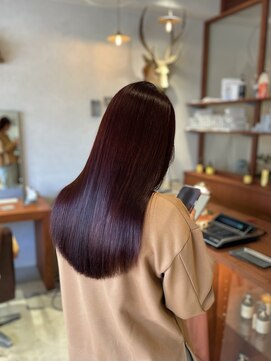 ウツギ(UTSUGI) ワインレッドカラー×ロングヘア