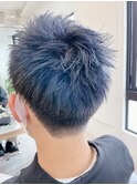 ブリーチしてアッシュグレイ【ツーブロック刈り上げ短髪】