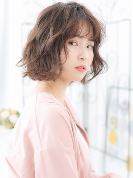 エイトサロン 八潮(8salon) 八潮/髪質改善/ベージュピンク×波巻きボブパーマh