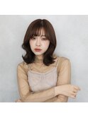 外ハネボブワイドバング【くびれヘアアッシュハイライトカラー】