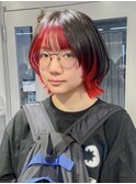 ウルフカットレイヤー原色赤カラー横浜　成田