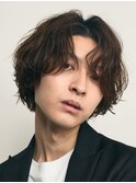 原宿シャドウパーマメンズカットセンターパート微分けミディアム