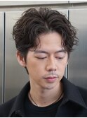 メンズパーマルーズパーマシャドウパーマッシュウルフゆるめ