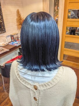 ボアップ 新居浜店(boappu) #ハイトーン #黒髪ヘア #ブルー #ブラック #カラー